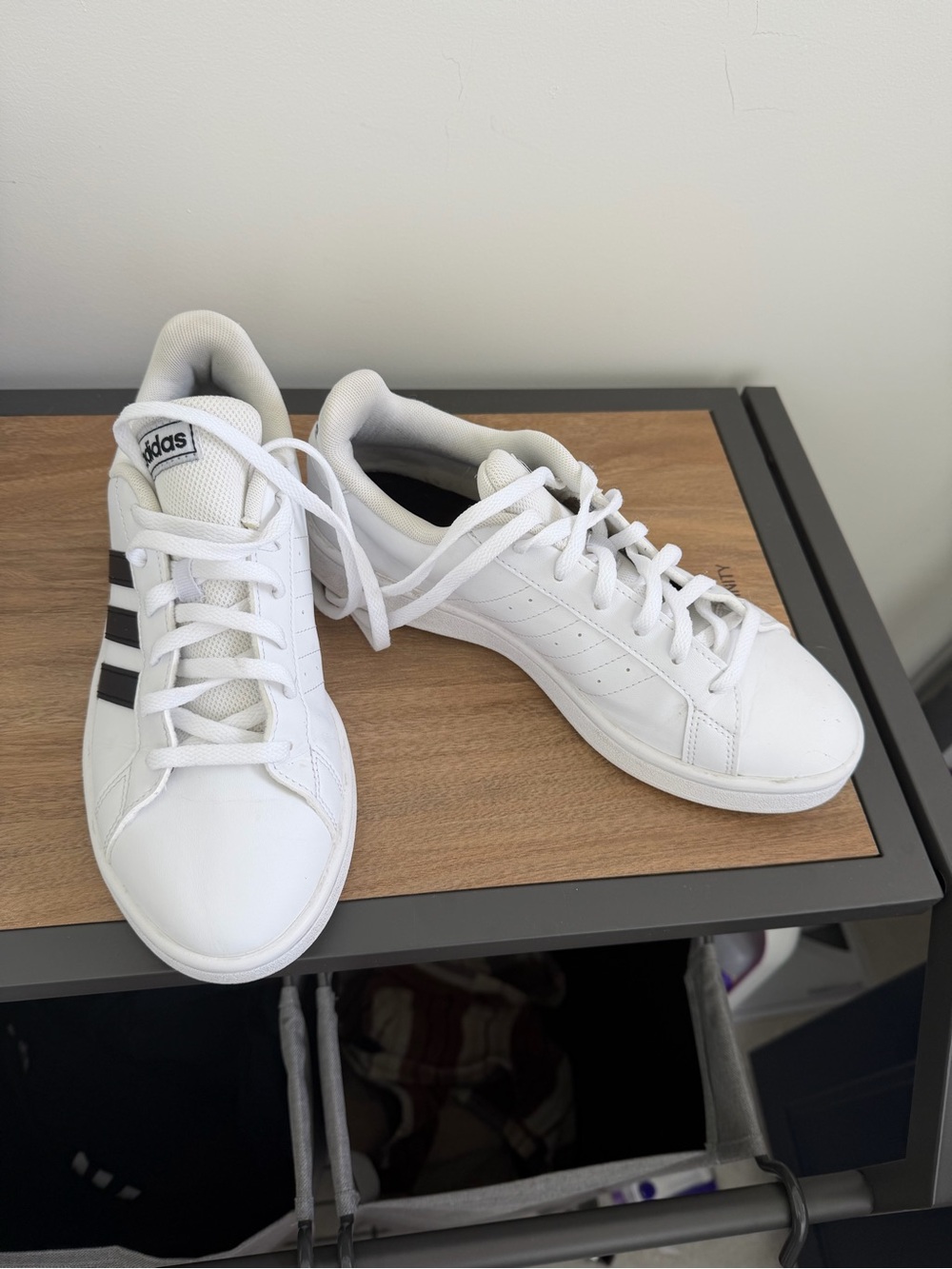 adidas White Sneakers with Black Stripes - Women’s Low-Top